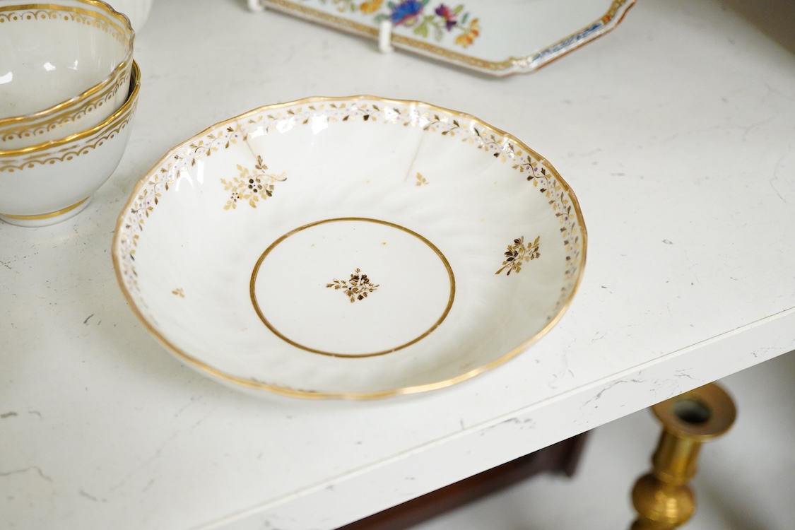 A collection of mixed late 18th/early 19th century tea wares and a Spode stone china dish - 23cm wide
